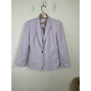 J.Crew Lilac Herringbone Linen Cotton Blazer Jacket BO492 Purple Womens 8
